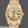 Super Clone Unisex's Rolex Day-Date 36mm Unisex-118208-Yellow Gold-Champagne Dial-Roman Numerals Champagne