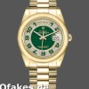 Super Clone Unisex's Rolex Day-Date 36mm Unisex-118208-Yellow Gold-Green Diamond Paved-Arabic Dial Green
