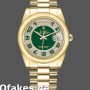 Super Clone Unisex's Rolex Day-Date 36mm Unisex-118208-Yellow Gold-Green Diamond Paved-Arabic Dial Green