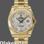 Super Clone Unisex's Rolex Day-Date 36mm Unisex-118208-Yellow Gold-Meteorite Grey Diamond Dial Grey