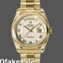 Super Clone Unisex's Rolex Day-Date 36mm Unisex-118208-Yellow Gold-Roman Numeral Pyramid-Ivory Dial Ivory