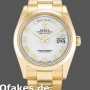 Super Clone Unisex's Rolex Day-Date 36mm Unisex-118208-Yellow Gold-White Dial-Roman Numeral White