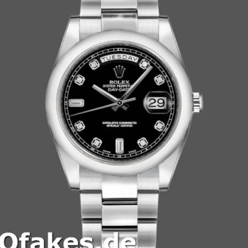 Super Clone Unisex's Rolex Day-Date 36mm Unisex-118209-Black Dial Black