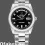 Super Clone Unisex's Rolex Day-Date 36mm Unisex-118209-Black Dial Black