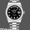Super Clone Unisex's Rolex Day-Date 36mm Unisex-118209-Black Dial-White Gold Black
