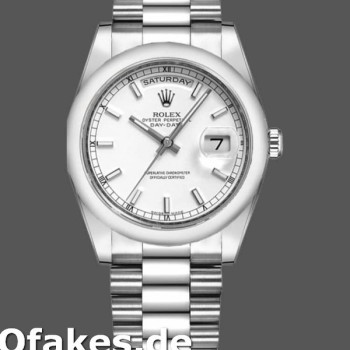 Super Clone Unisex's Rolex Day-Date 36mm Unisex-118209-Oyster Bracelet-White Dial White<br />
