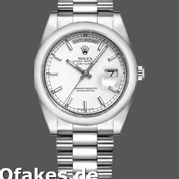 Super Clone Unisex's Rolex Day-Date 36mm Unisex-118209-Oyster Bracelet-White Dial White<br />