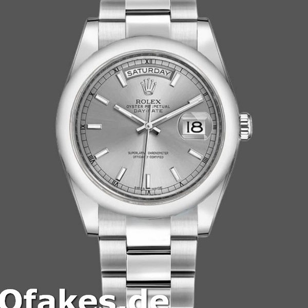 Super Clone Unisex's Rolex Day-Date 36mm Unisex-118209-Silver Dial Silver