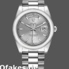 Super Clone Unisex's Rolex Day-Date 36mm Unisex-118209-Silver Dial-White Gold Silver
