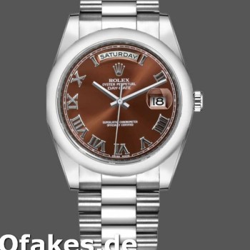 Super Clone Unisex's Rolex Day-Date 36mm Unisex-118209-White Gold-Chocolate Brown Dial Chocolate Brown<br />