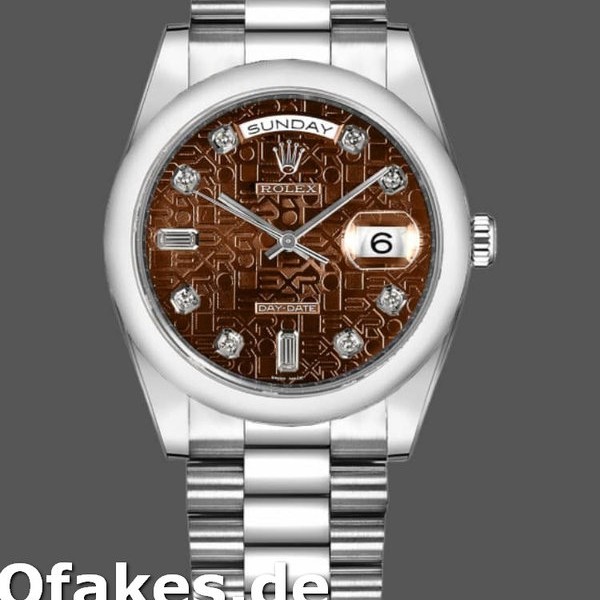 Super Clone Unisex's Rolex Day-Date 36mm Unisex-118209-White Gold-Jubilee-Chocolate Brown Dial Brown