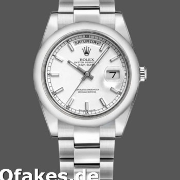 Super Clone Unisex's Rolex Day-Date 36mm Unisex-118209-White Gold-Oyster Bracelet-White Dial White<br />