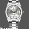 Super Clone Unisex's Rolex Day-Date 36mm Unisex-118209-White Gold-Silver Diamond Dial-Automatic Silver