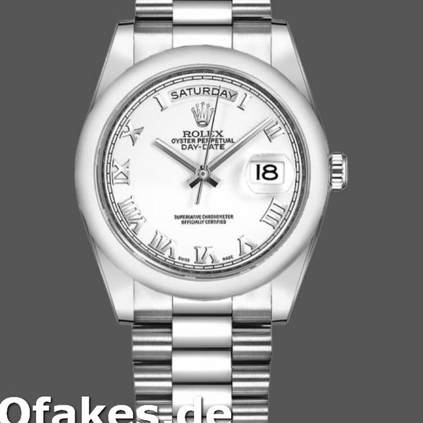 Super Clone Unisex's Rolex Day-Date 36mm Unisex-118209-White Gold-White Dial White<br />