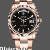 Super Clone Unisex's Rolex Day-Date 36mm Unisex-118235-Black Dial-Fluted Bezel Black