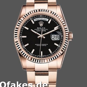Super Clone Unisex's Rolex Day-Date 36mm Unisex-118235-Black Dial-Fluted Bezel Black