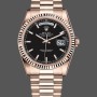 Super Clone Unisex's Rolex Day-Date 36mm Unisex-118235-Black Dial-Rose Gold Black