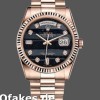 Super Clone Unisex's Rolex Day-Date 36mm Unisex-118235-Everose Gold-Diamond Ferrite Dial Black