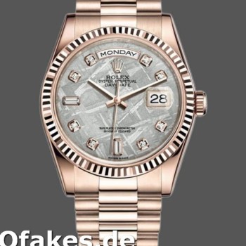 Super Clone Unisex's Rolex Day-Date 36mm Unisex-118235-Everose Gold-Meteorite Diamond Dial Meteorite