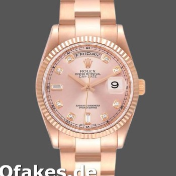Super Clone Women's Rolex Day-Date 36mm Women's-118235-Everose Gold-Pink Diamond Dial Pink