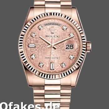 Super Clone Women's Rolex Day-Date 36mm Women's-118235-Everose Gold-Pink Jubilee Dial Pink Jubilee