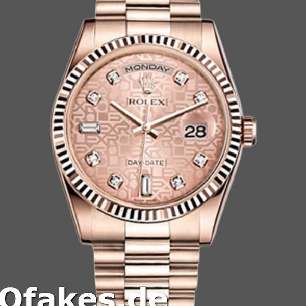 Super Clone Women's Rolex Day-Date 36mm Women's-118235-Everose Gold-Pink Jubilee Dial Pink Jubilee