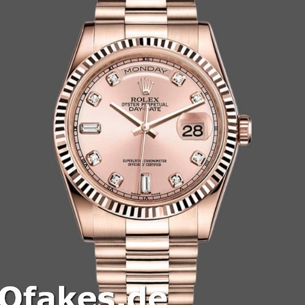 Super Clone Women's Rolex Day-Date 36mm Women's-118235-Pink Diamond Dial Pink