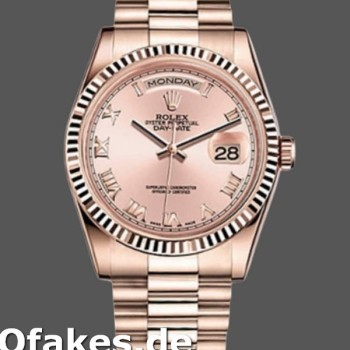 Super Clone Women's Rolex Day-Date 36mm Women's-118235-Pink Roman Numeral Dial Pink
