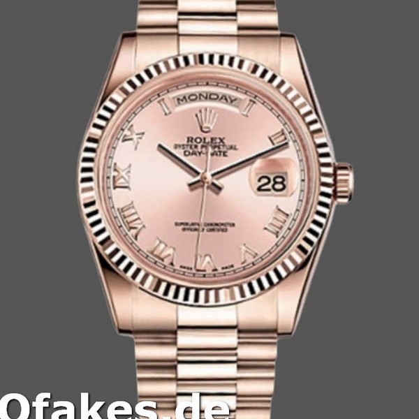 Super Clone Women's Rolex Day-Date 36mm Women's-118235-Pink Roman Numeral Dial Pink