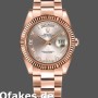 Super Clone Women's Rolex Day-Date 36mm Women's-118235-Pink Roman Numeral Dial-Fluted Bezel Pink