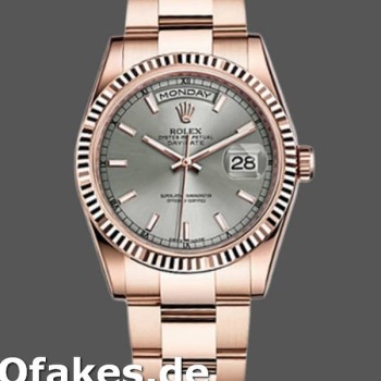 Super Clone Unisex's Rolex Day-Date 36mm Unisex-118235-Rhodium Grey Dial Rhodium Grey