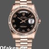Super Clone Unisex's Rolex Day-Date 36mm Unisex-118235-Rose Gold-Black Arabic Dial Black