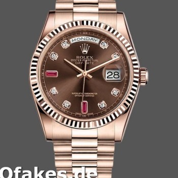 Super Clone Unisex's Rolex Day-Date 36mm Unisex-118235-Rose Gold-Chocolate Brown Dial Chocolate