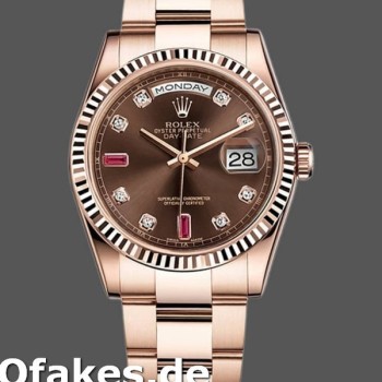 Super Clone Unisex's Rolex Day-Date 36mm Unisex-118235-Rose Gold-Chocolate Diamond Dial Chocolate