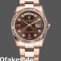 Super Clone Unisex's Rolex Day-Date 36mm Unisex-118235-Rose Gold-Chocolate Diamond Dial Chocolate