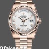 Super Clone Unisex's Rolex Day-Date 36mm Unisex-118235-White Dial-Fluted Bezel White