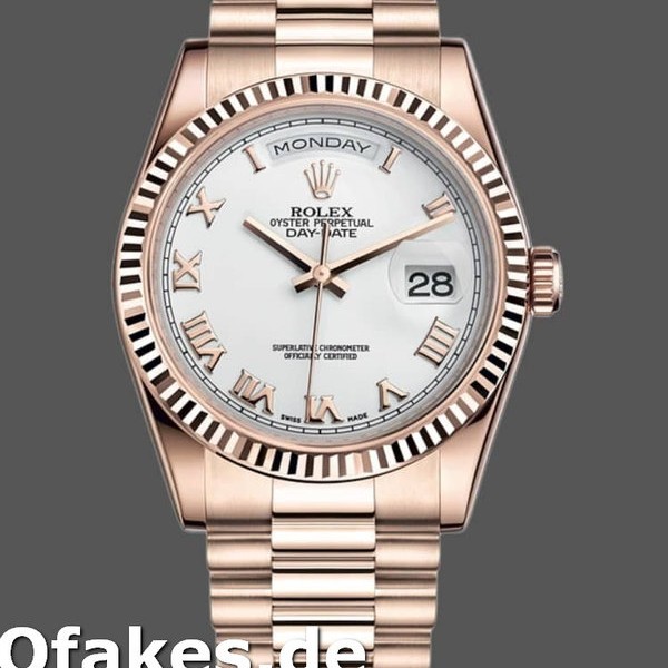 Super Clone Unisex's Rolex Day-Date 36mm Unisex-118235-White Dial-Fluted Bezel White