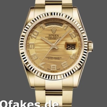 Super Clone Unisex's Rolex Day-Date 36mm Unisex-118238-Arabic Numeral Wave-Champagne Dial Champagne