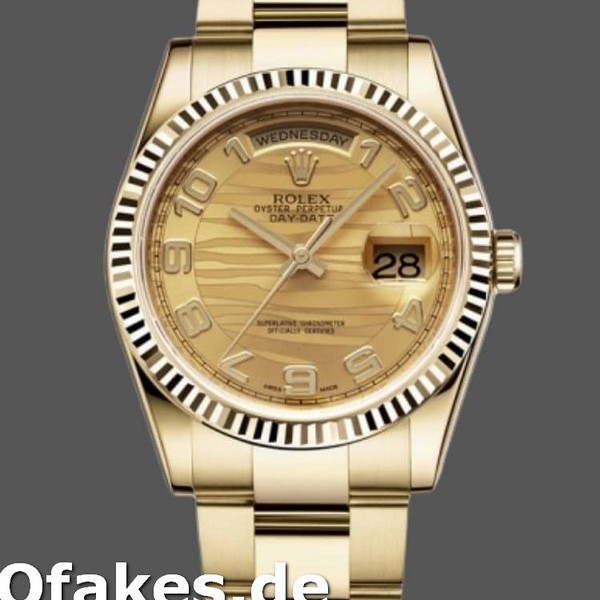 Super Clone Unisex's Rolex Day-Date 36mm Unisex-118238-Arabic Numeral Wave-Champagne Dial Champagne