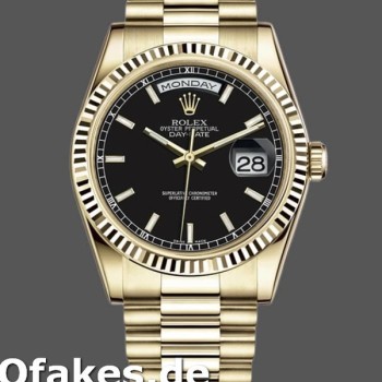 Super Clone Unisex's Rolex Day-Date 36mm Men's-118238-Black Dial-Stainless Steel Black