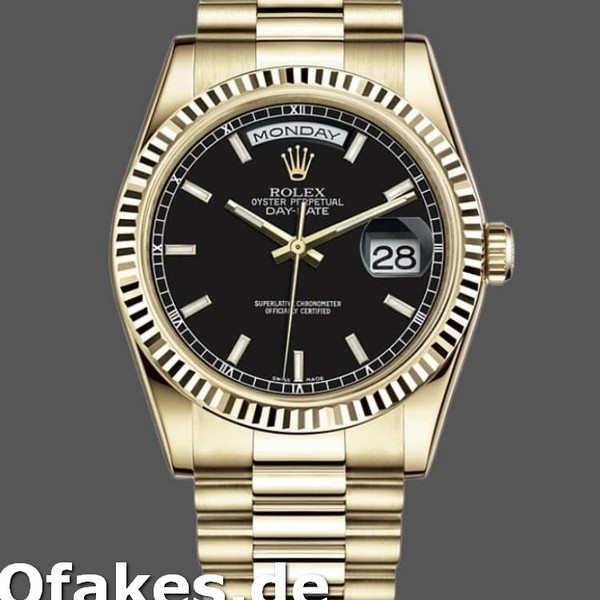 Super Clone Unisex's Rolex Day-Date 36mm Men's-118238-Black Dial-Stainless Steel Black