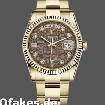 Super Clone Unisex's Rolex Day-Date 36mm Unisex-118238-Black MOP-Diamond Dial MOP