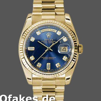 Super Clone Unisex's Rolex Day-Date 36mm Unisex-118238-Blue Diamond Dial Blue