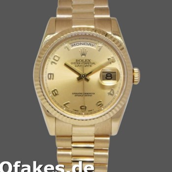 Super Clone Unisex's Rolex Day-Date 36mm Unisex-118238-Champagne Dial-Arabic Numeral Champagne