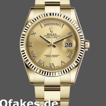 Super Clone Unisex's Rolex Day-Date 36mm Unisex-118238-Champagne Dial-Yellow Gold Champagne