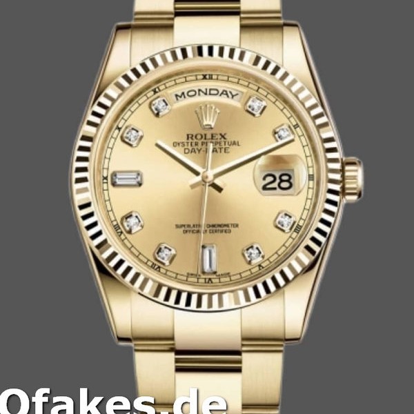 Super Clone Unisex's Rolex Day-Date 36mm Unisex-118238-Champagne-Diamond Dial Champagne