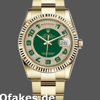 Super Clone Unisex's Rolex Day-Date 36mm Unisex-118238-Green Diamond Pave Dial Green