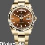 Super Clone Unisex's Rolex Day-Date 36mm Unisex-118238-Index Cognac Dial-Fluted Bezel <span style=