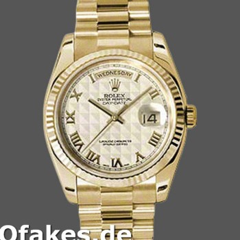 Super Clone Unisex's Rolex Day-Date 36mm Unisex-118238-Ivory Dial-Fluted Bezel Ivory