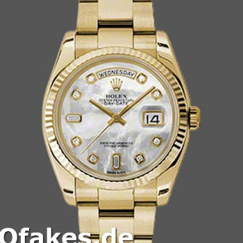 Super Clone Unisex's Rolex Day-Date 36mm Unisex-118238-MOP-White Dial MOP
